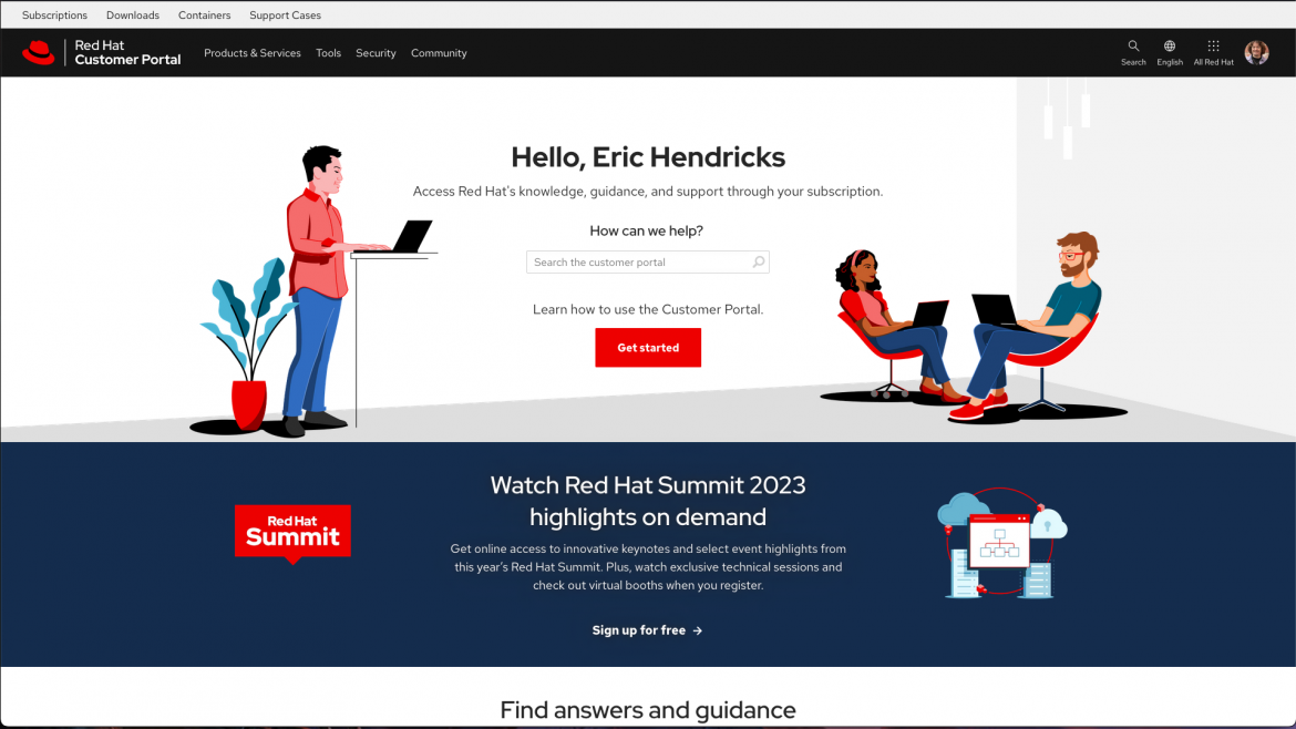 Red Hat Customer Portal screenshot